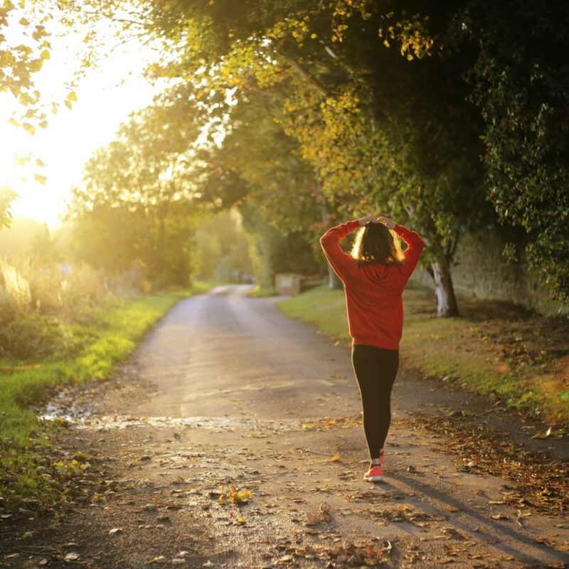 woman on running route