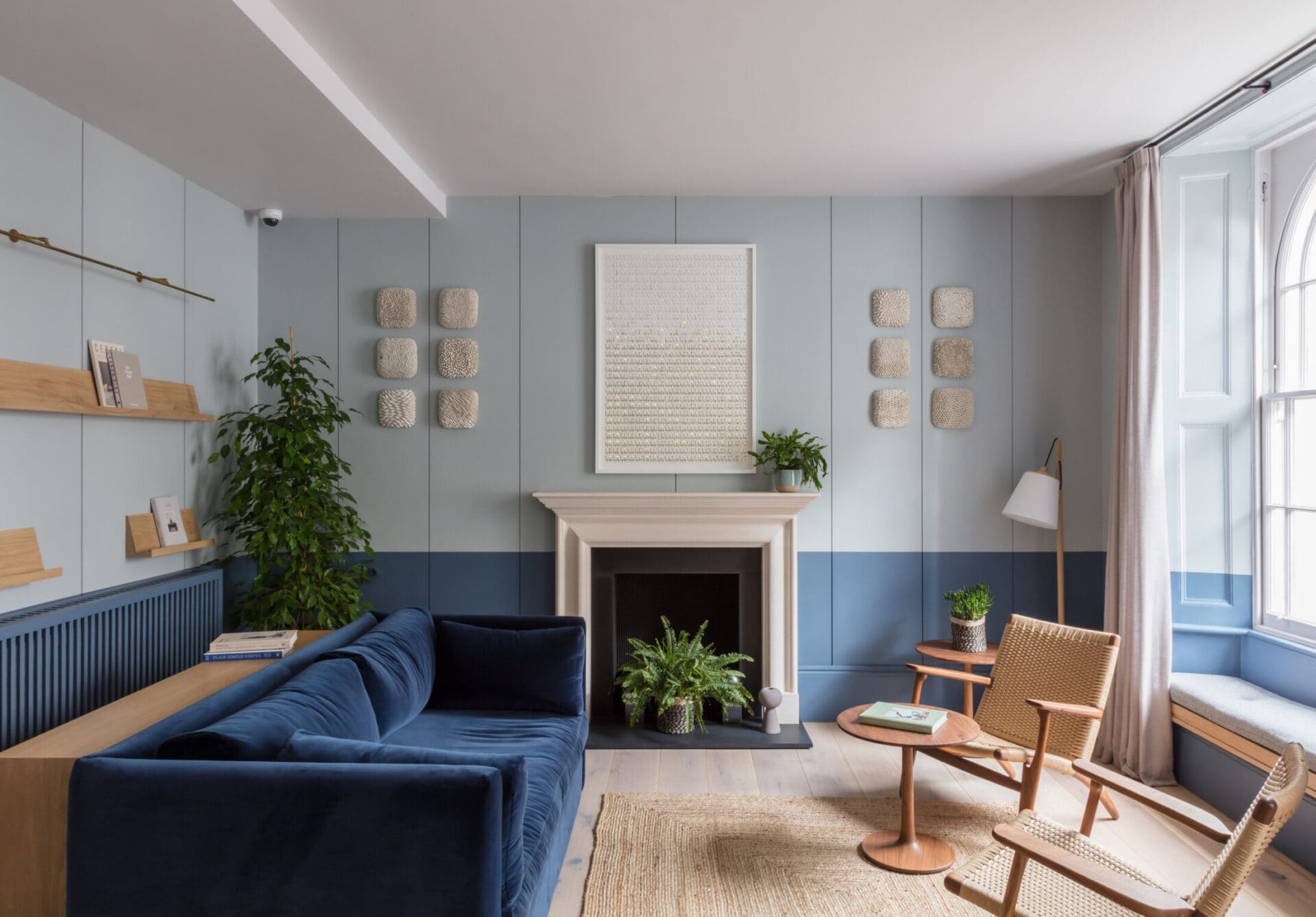 lounge room inhabit with blue sofa