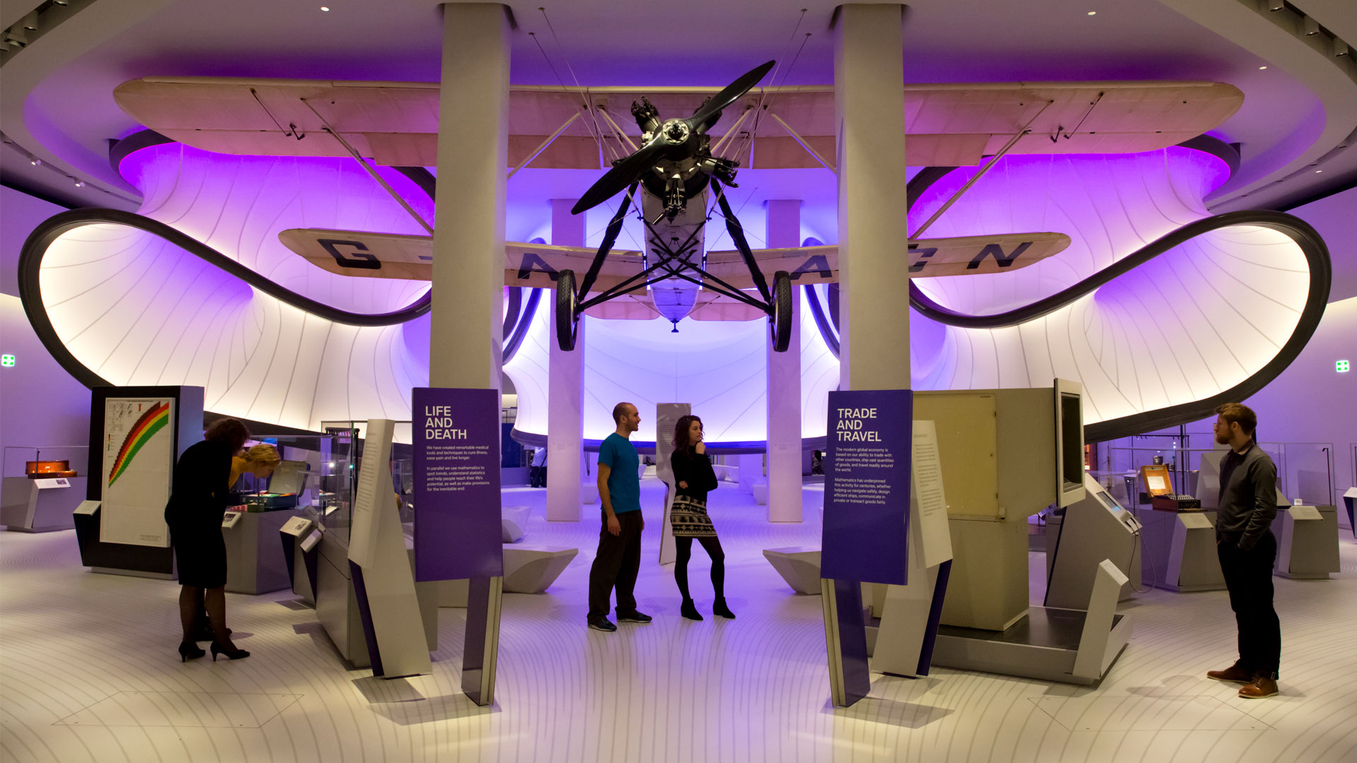 Biplane suspended above the gallery in the Science Museum's Winton Gallery, London